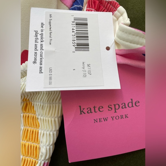Kate Spade New York Floral Smocked Underwire One Piece Swimsuit Small NWT - Picture 5 of 5